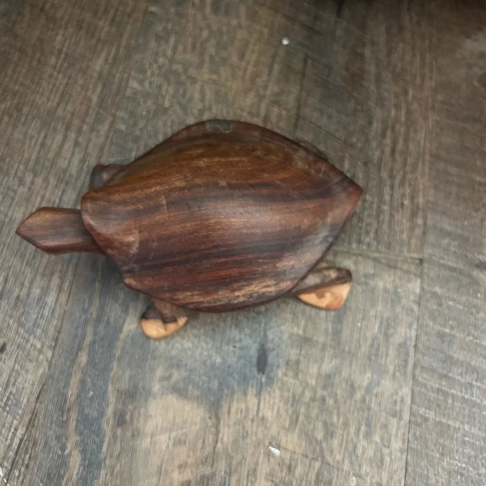 Doug Scott Hand Carved Wooden Turtle Trinket Box Hinged Lid Folk Art Figure